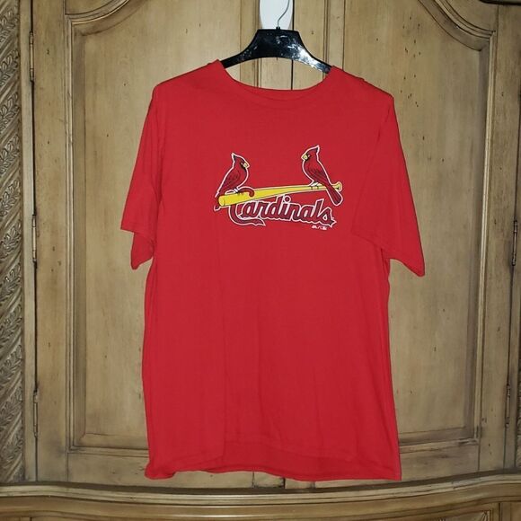 St Louis Cardinals MLB Graphic Tee Red Majestic Mens Size XL - Picture 1 of 7